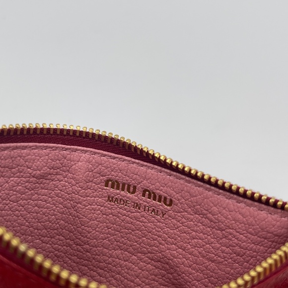 Miu Miu pink and red zip leather card holder wallet women made in italy - Picture 10 of 14